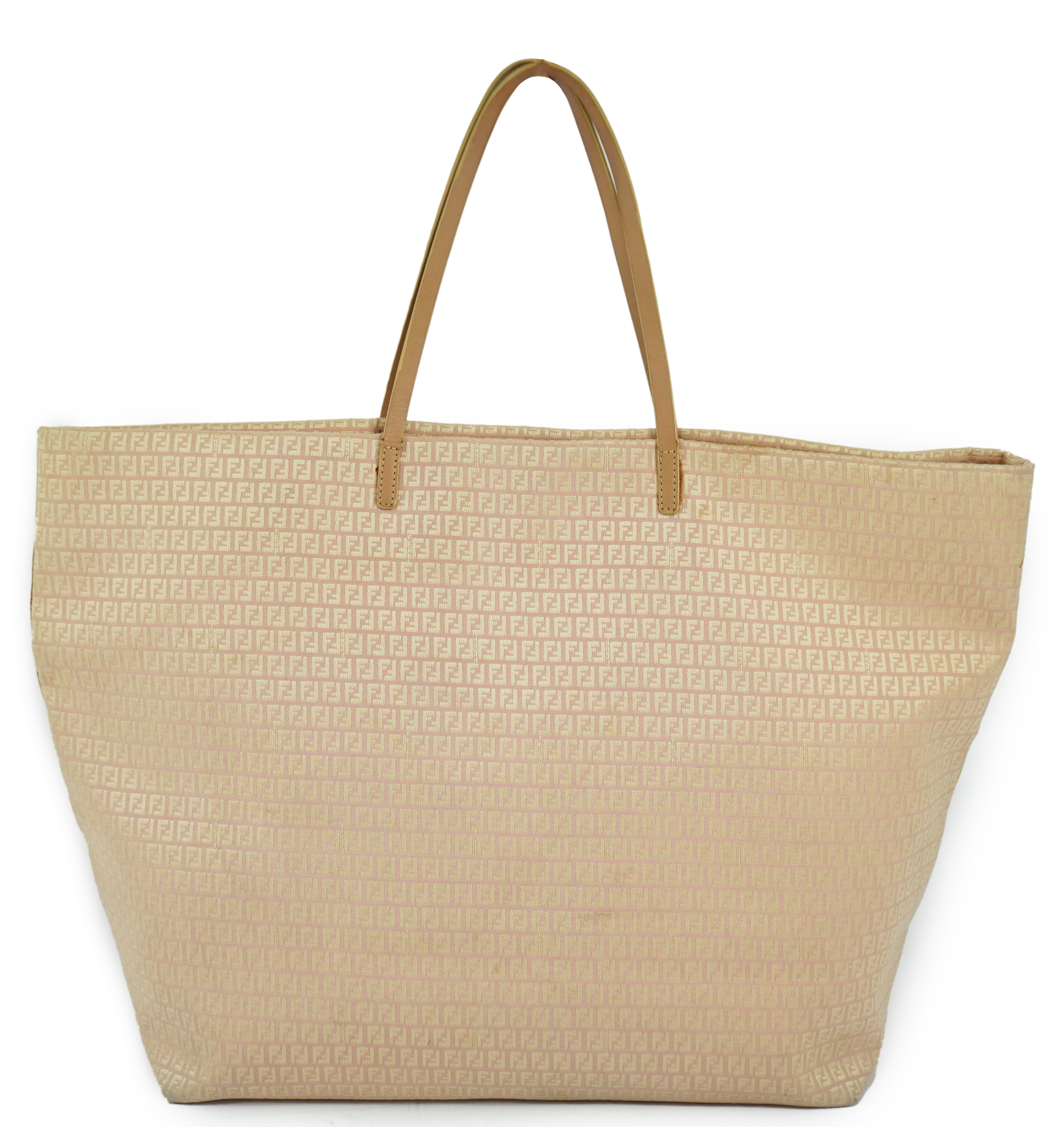 A Fendi Zucchino canvas tote bag in pink beige